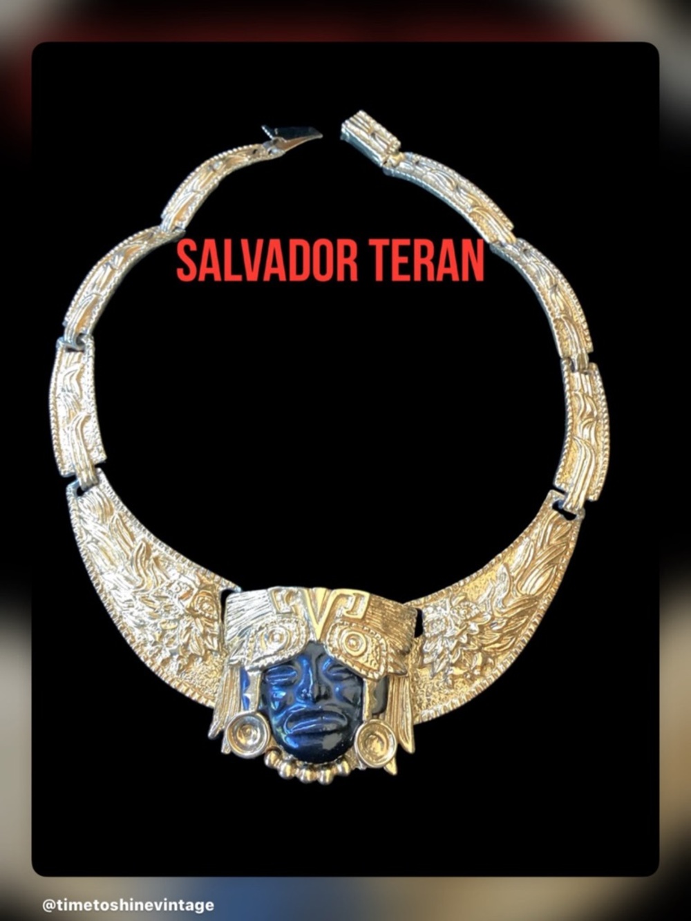 1960 Salvador Teran Mayan Gold Collection Collar Necklace (t125)